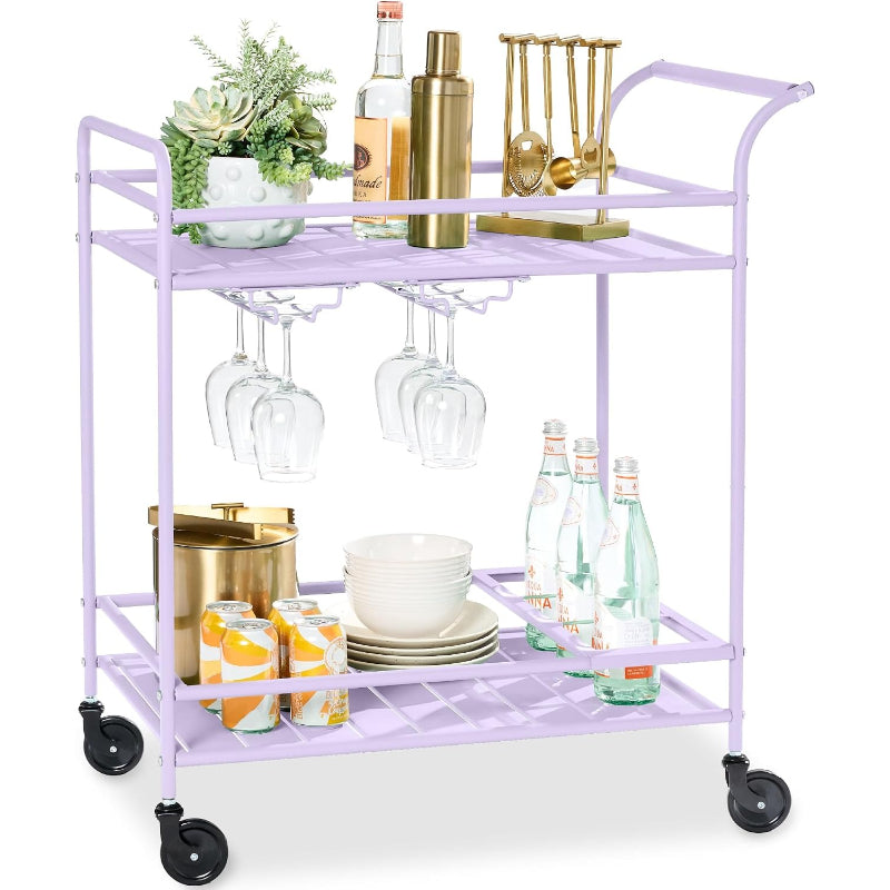 Products 2‑Tier Rolling Bar Cart, Lavender