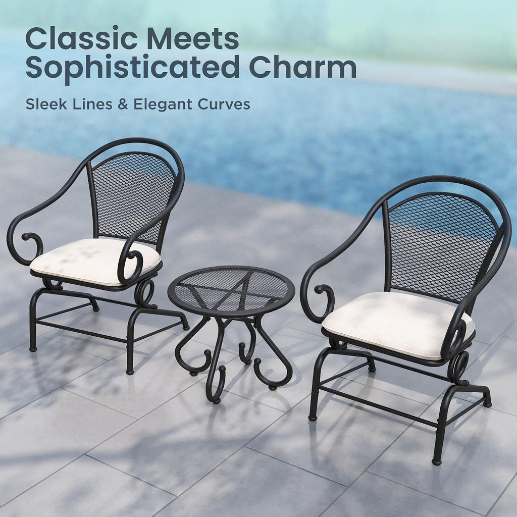 3‑Piece Metal Mesh Rocking Bistro Set
