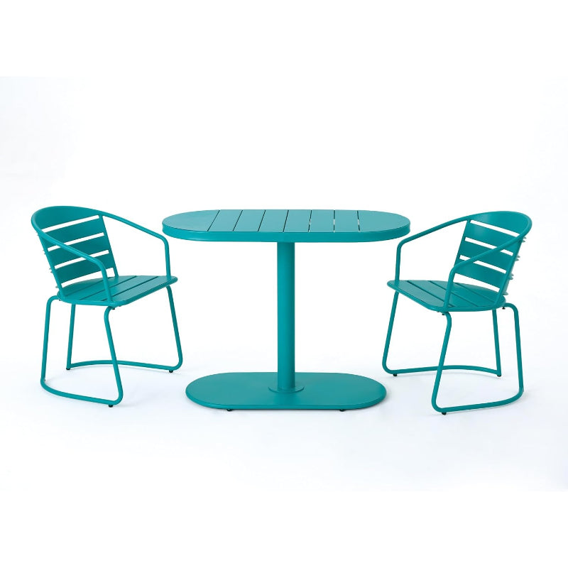 Knight Home Adley 3‑Piece Metal Bistro Set, Teal
