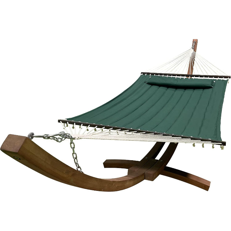 14 Ft Wooden Arc Hammock Stand, Teak Stain, 450 LB