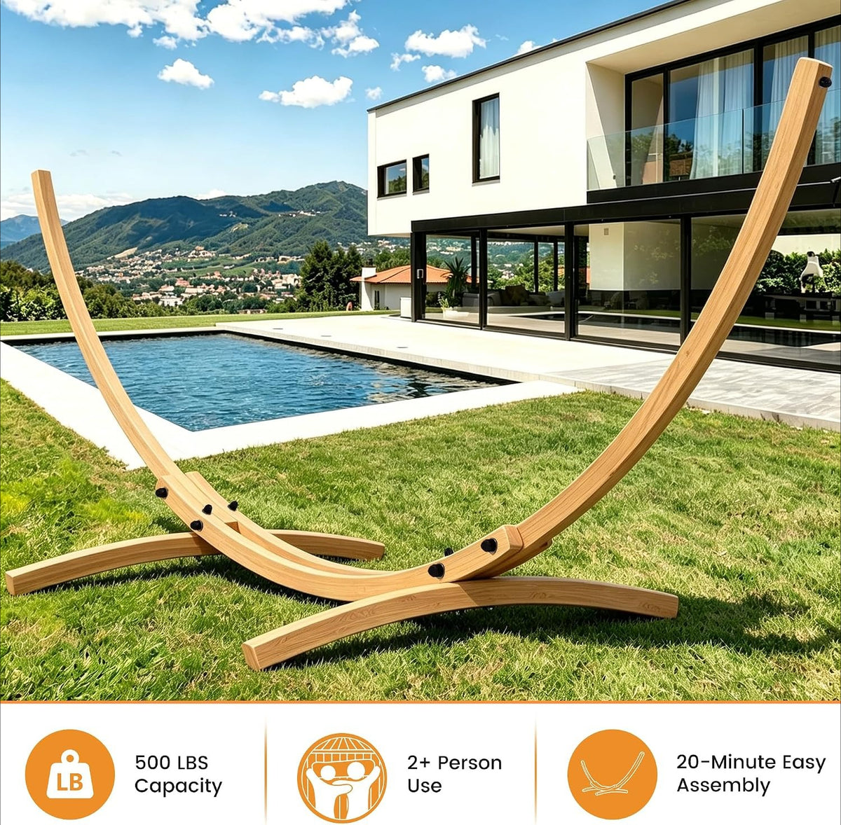 13 FT Arc Wood Hammock Stand