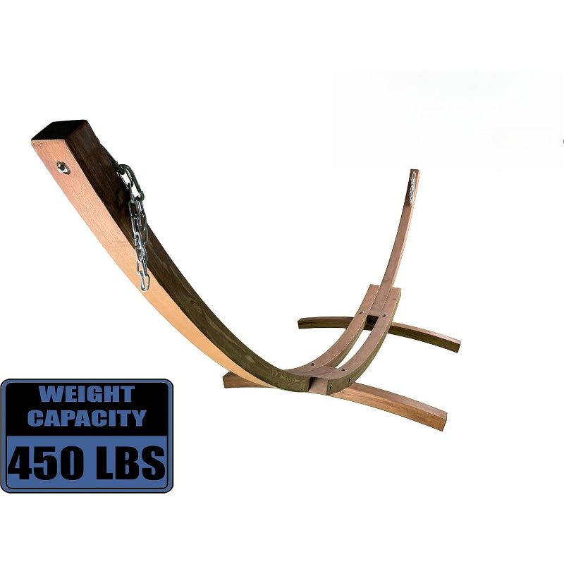 14 Ft Wooden Arc Hammock Stand, Teak Stain, 450 LB