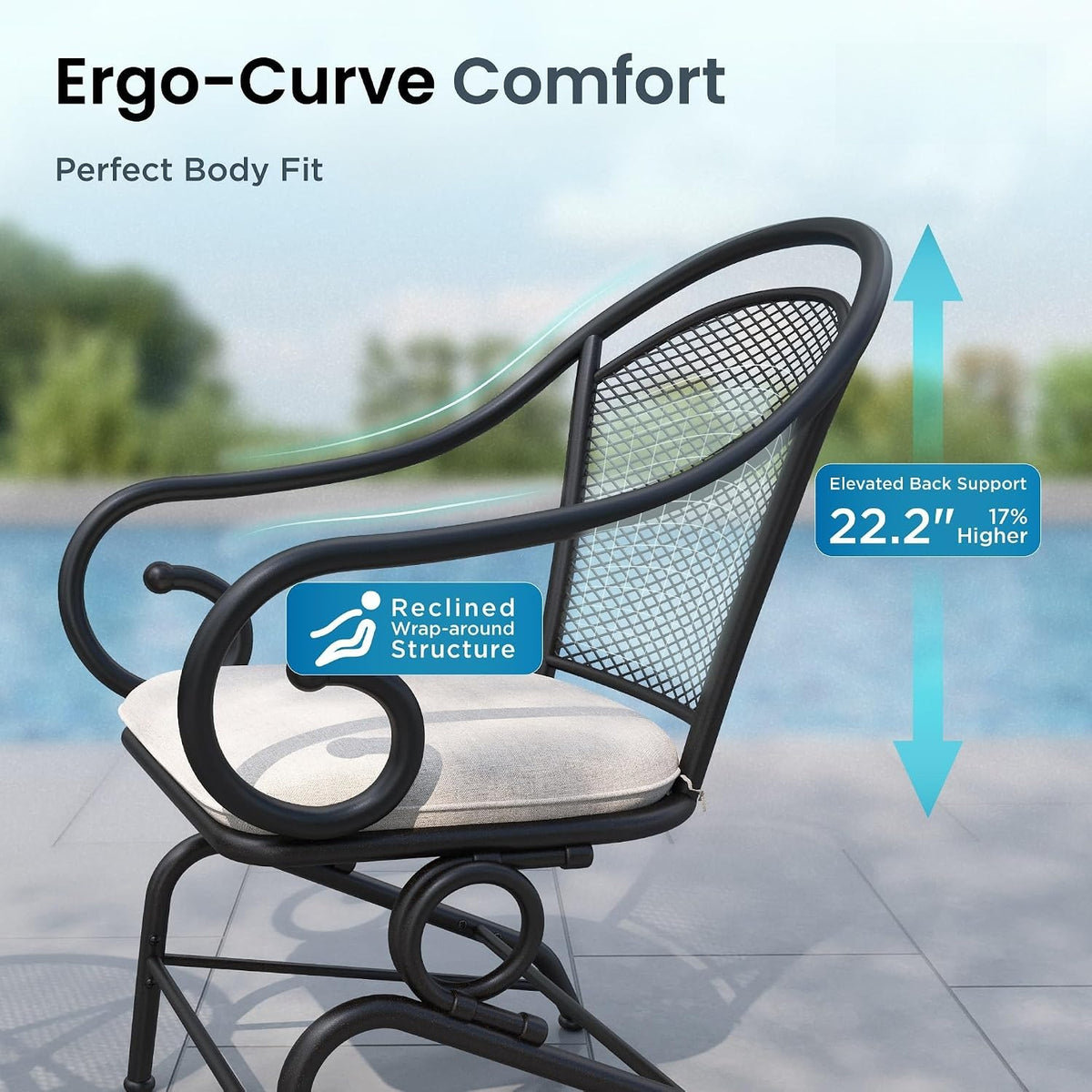 3‑Piece Metal Mesh Rocking Bistro Set