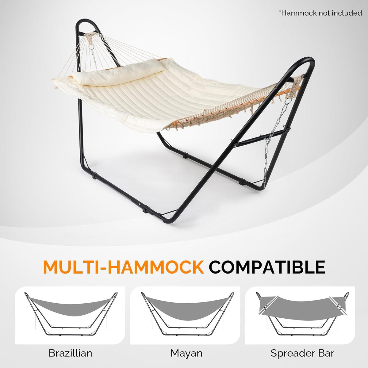 Black Heavy‑Duty Hammock Stand, 550 LBS
