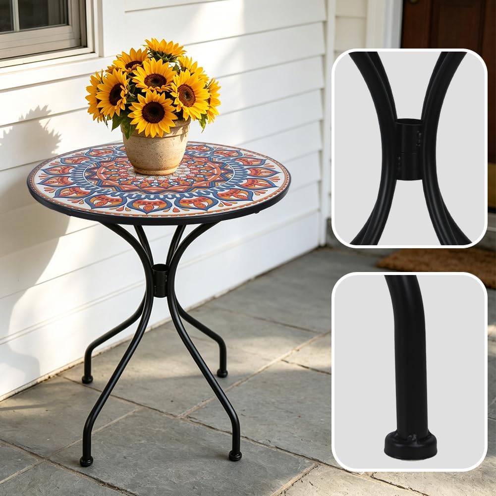 3‑Piece Mosaic Tile Folding Bistro Set