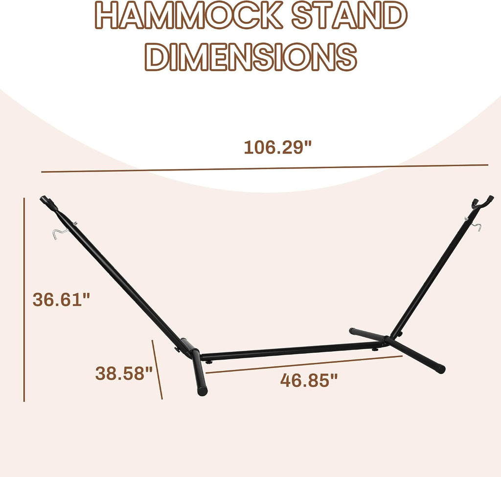 Adjustable 9 FT Steel Heavy‑Duty Hammock Stand, 450 LBS