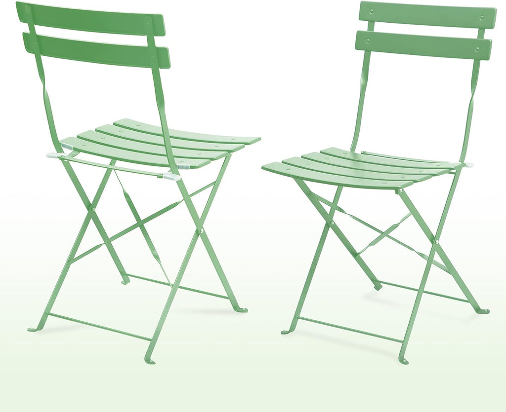 3‑Piece Folding Steel Bistro Set, Bean Green