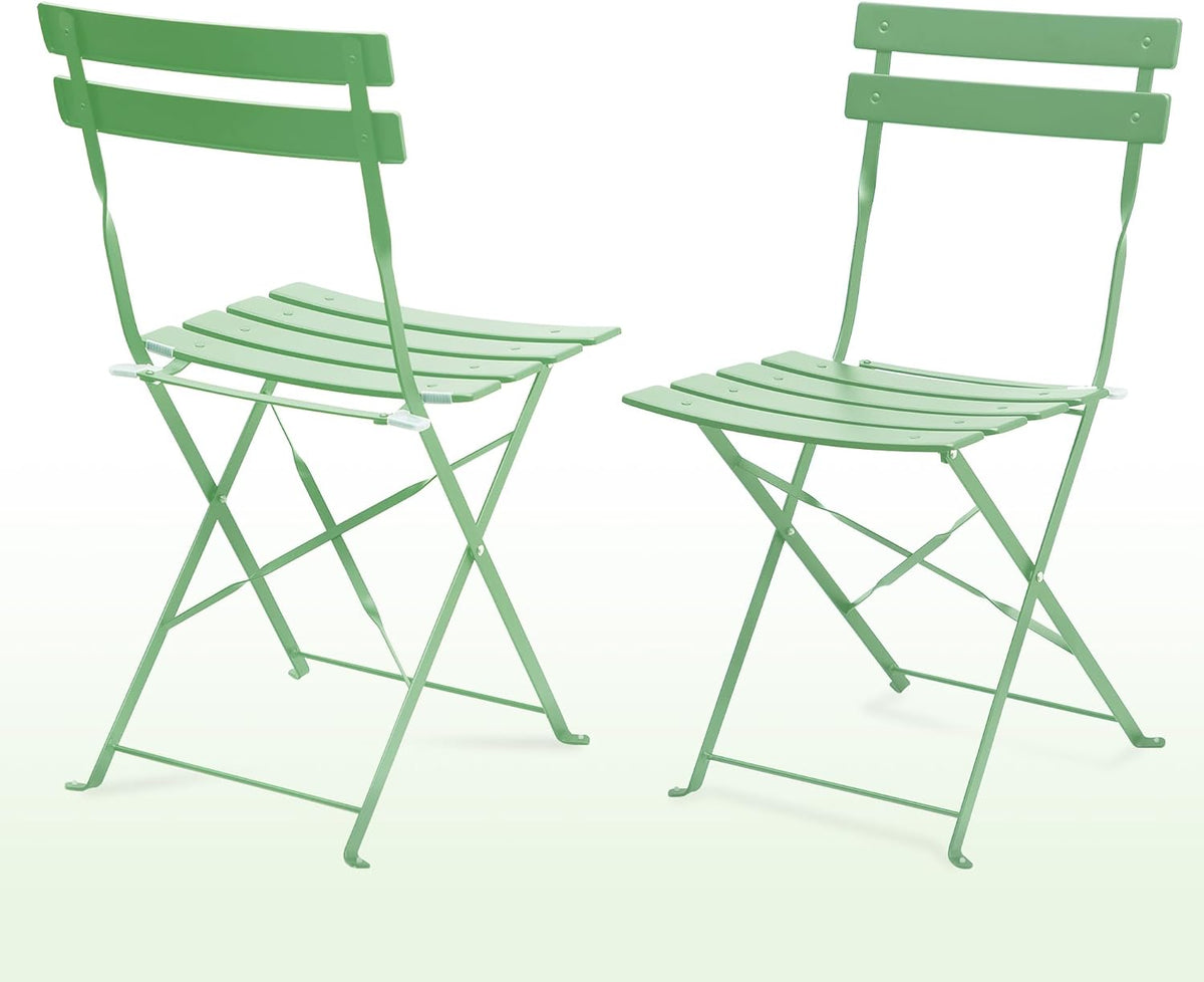 3‑Piece Folding Steel Bistro Set, Bean Green