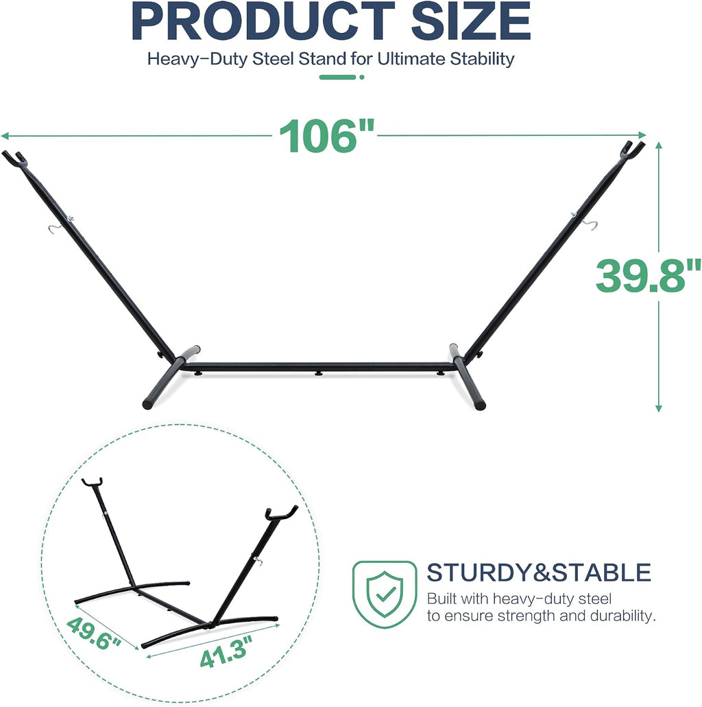 Heavy‑Duty Hammock Stand, 9‑10.5FT, 550 LBS