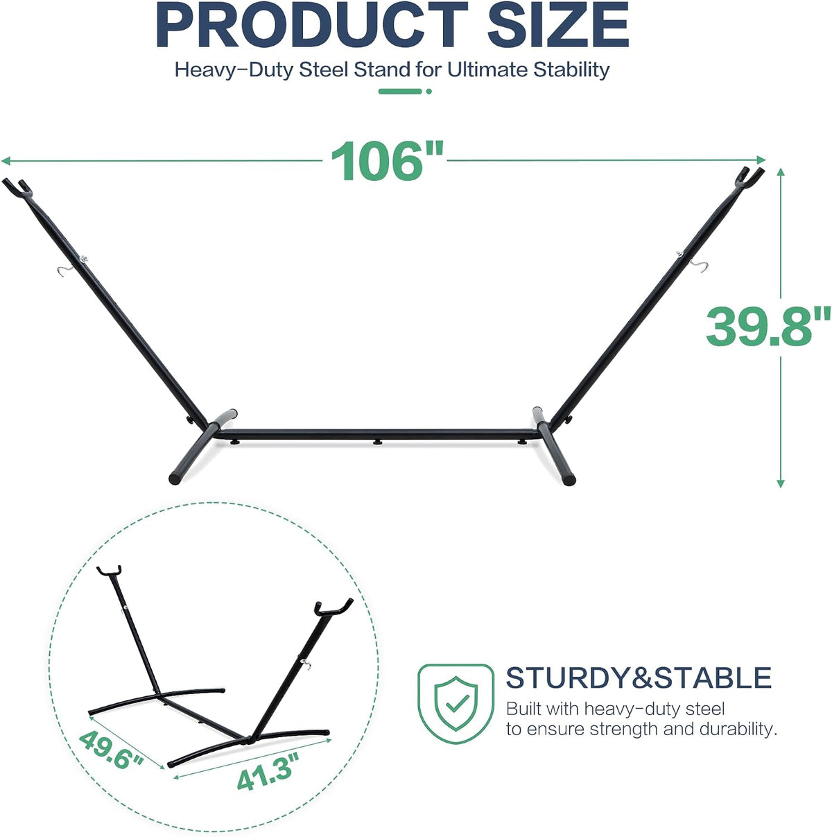 Heavy‑Duty Hammock Stand, 9‑10.5FT, 550 LBS