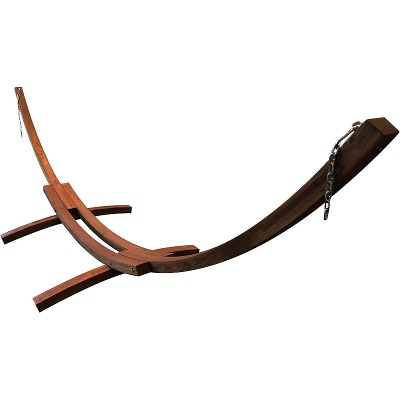 14 Ft Wooden Arc Hammock Stand, Teak Stain, 450 LB