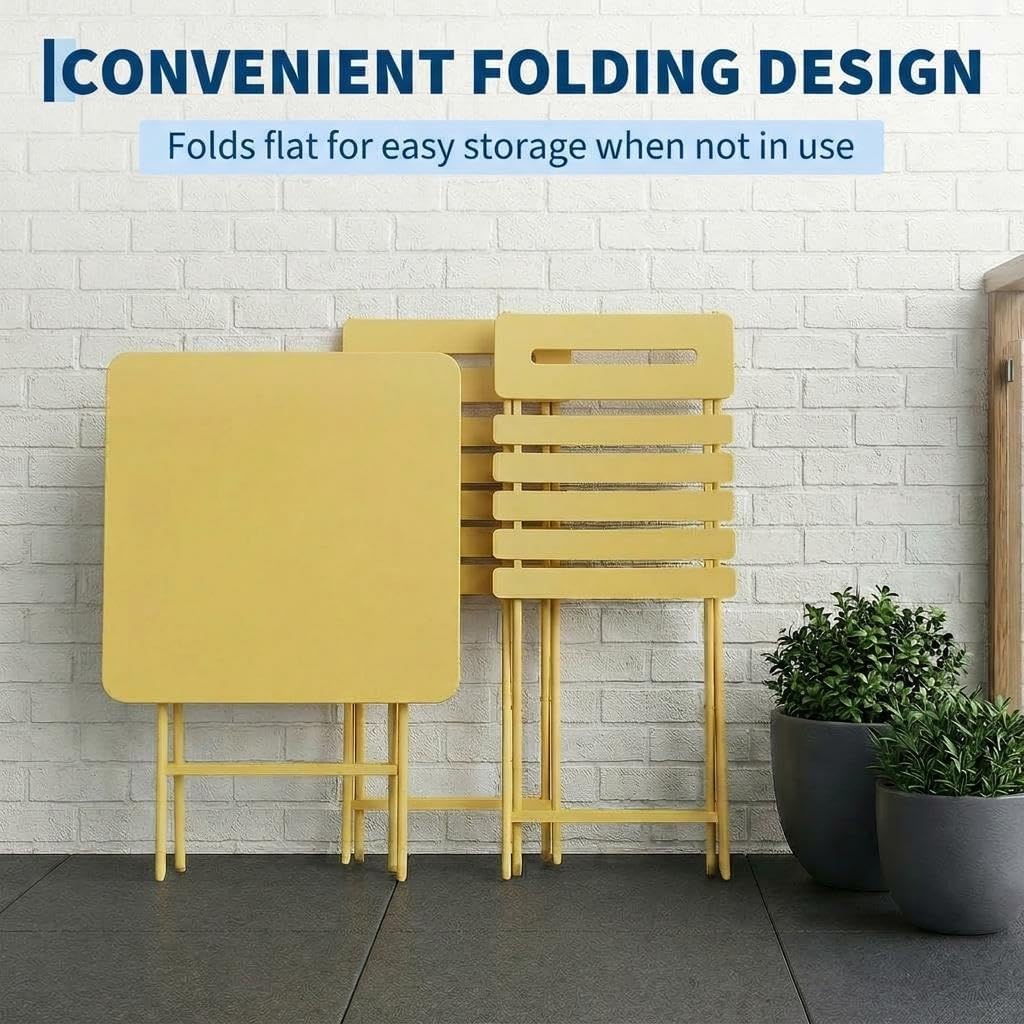 3‑Piece Folding Bistro Set, Yellow