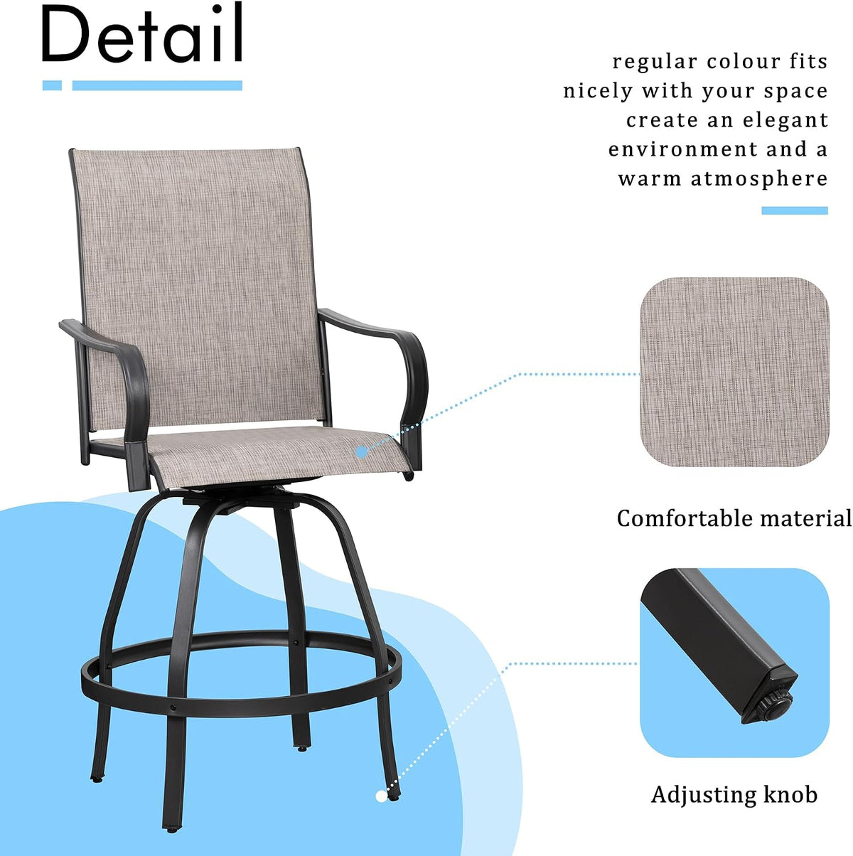 3‑Piece High‑Top Patio Bar Set, Taupe