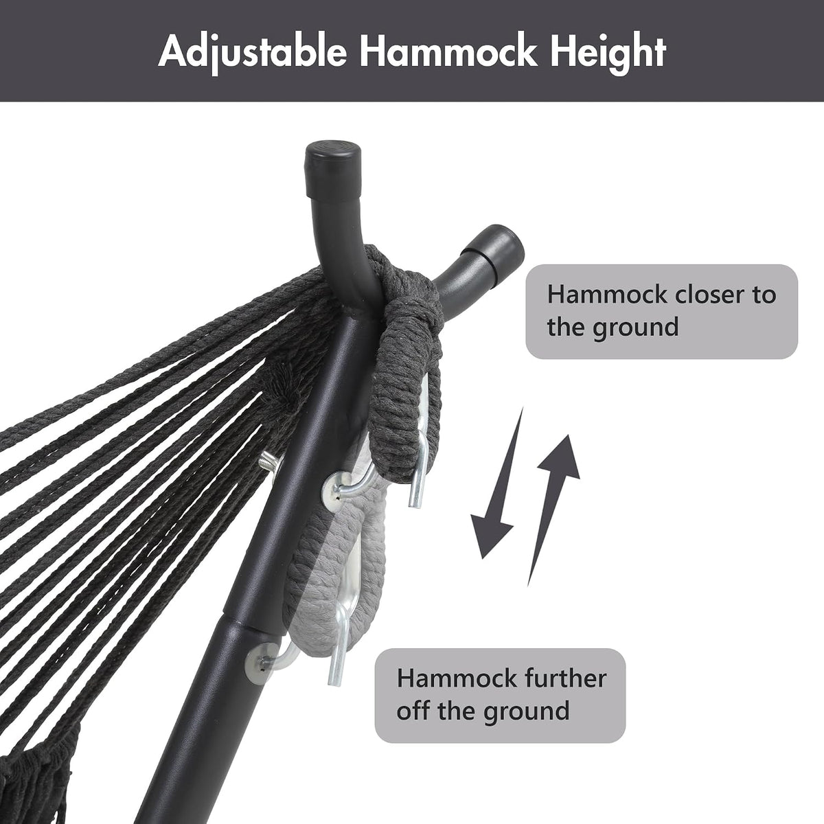 Black Heavy‑Duty Steel Hammock Stand, 10FT
