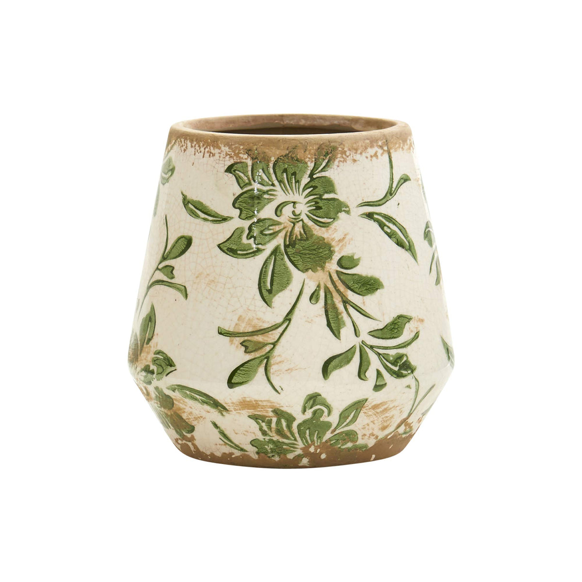 Ceramic Green Scroll Planter