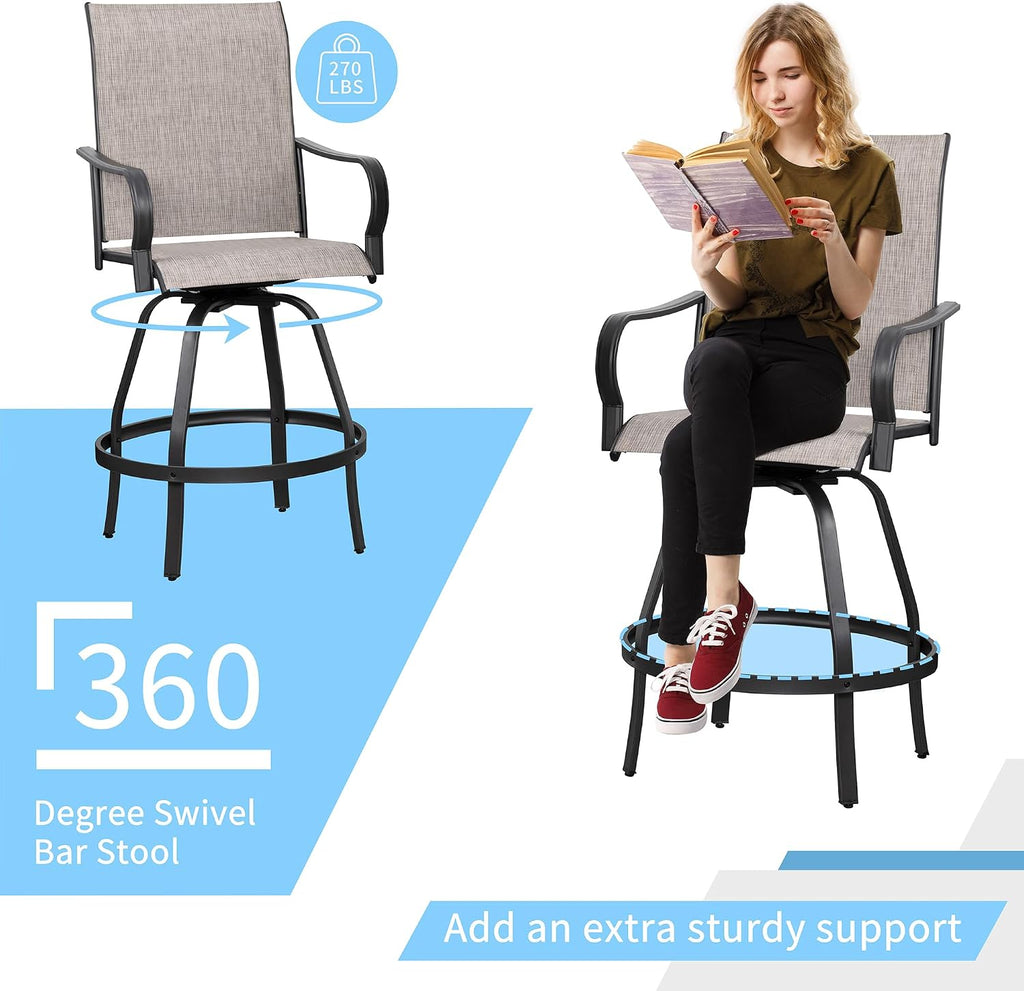3‑Piece High‑Top Patio Bar Set, Taupe