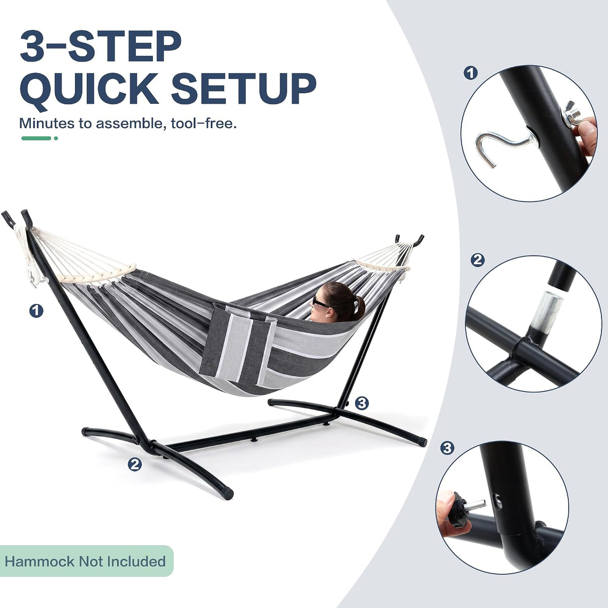Heavy‑Duty Hammock Stand, 9‑10.5FT, 550 LBS