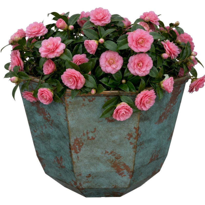 Shaina 15" Resin Planter, Patina Copper