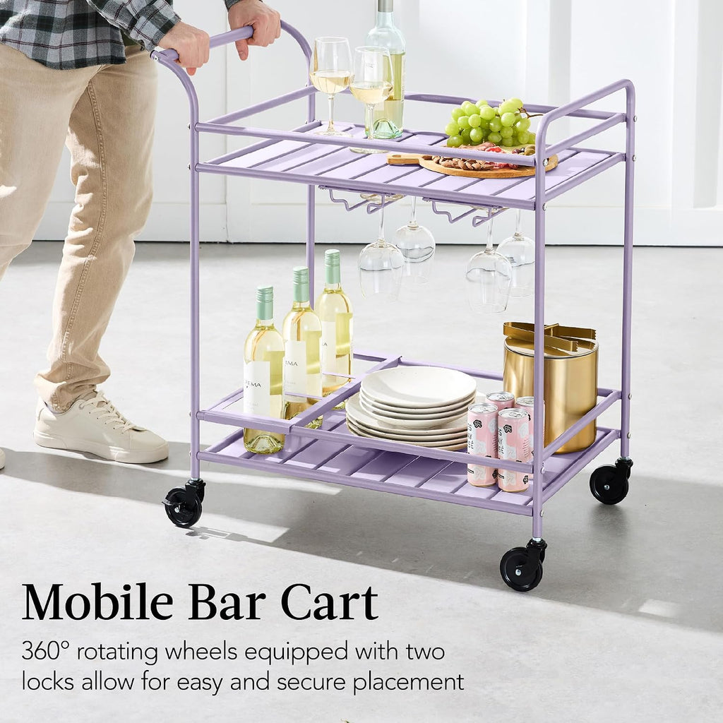Products 2‑Tier Rolling Bar Cart, Lavender