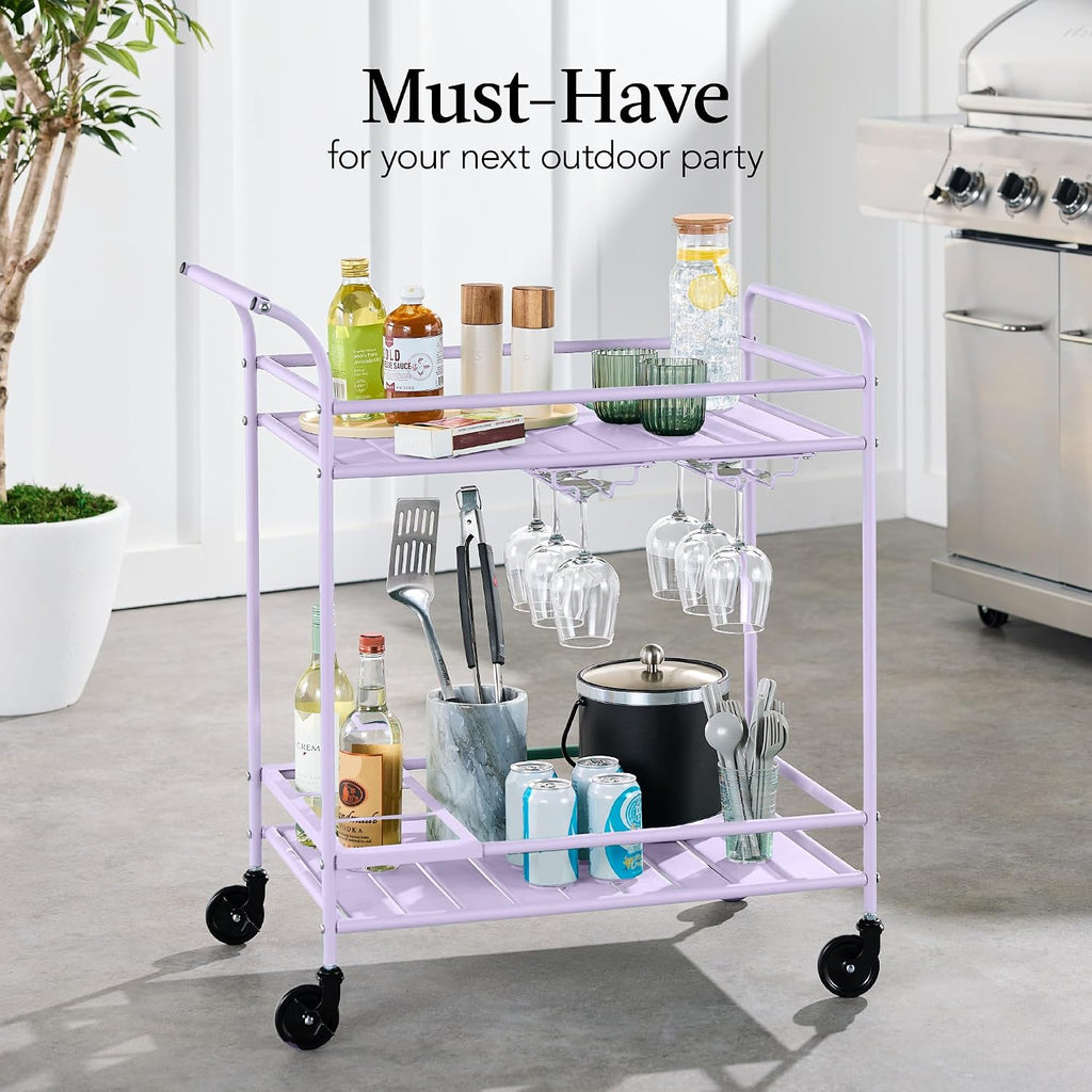 Products 2‑Tier Rolling Bar Cart, Lavender