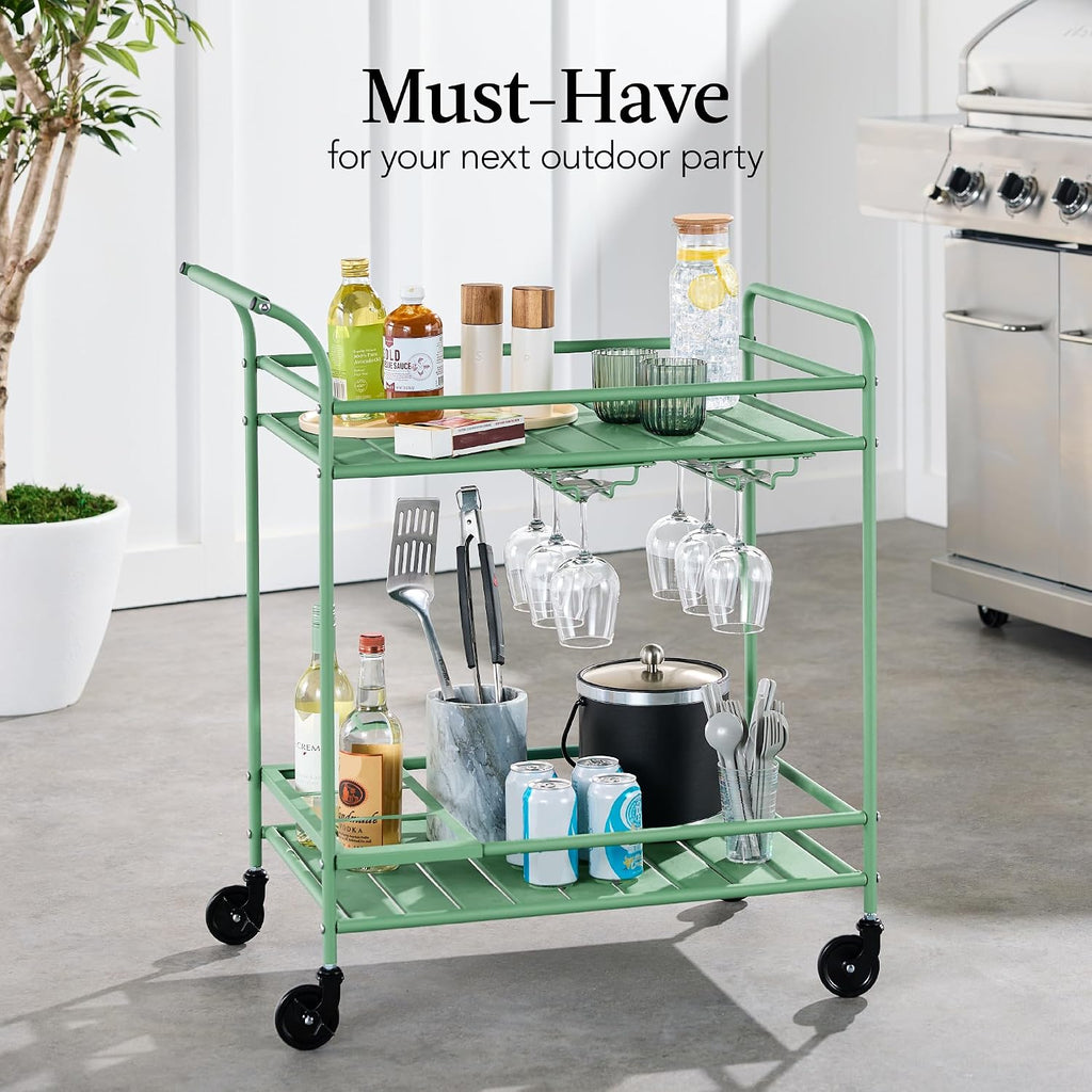 Products 2‑Tier Rolling Bar Cart, Sage