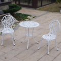 3‑Piece Cast Aluminum Bistro Set, White Tulips