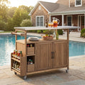 Knight Home Edsel Wood Bar Cart, Natural Brown & Silver