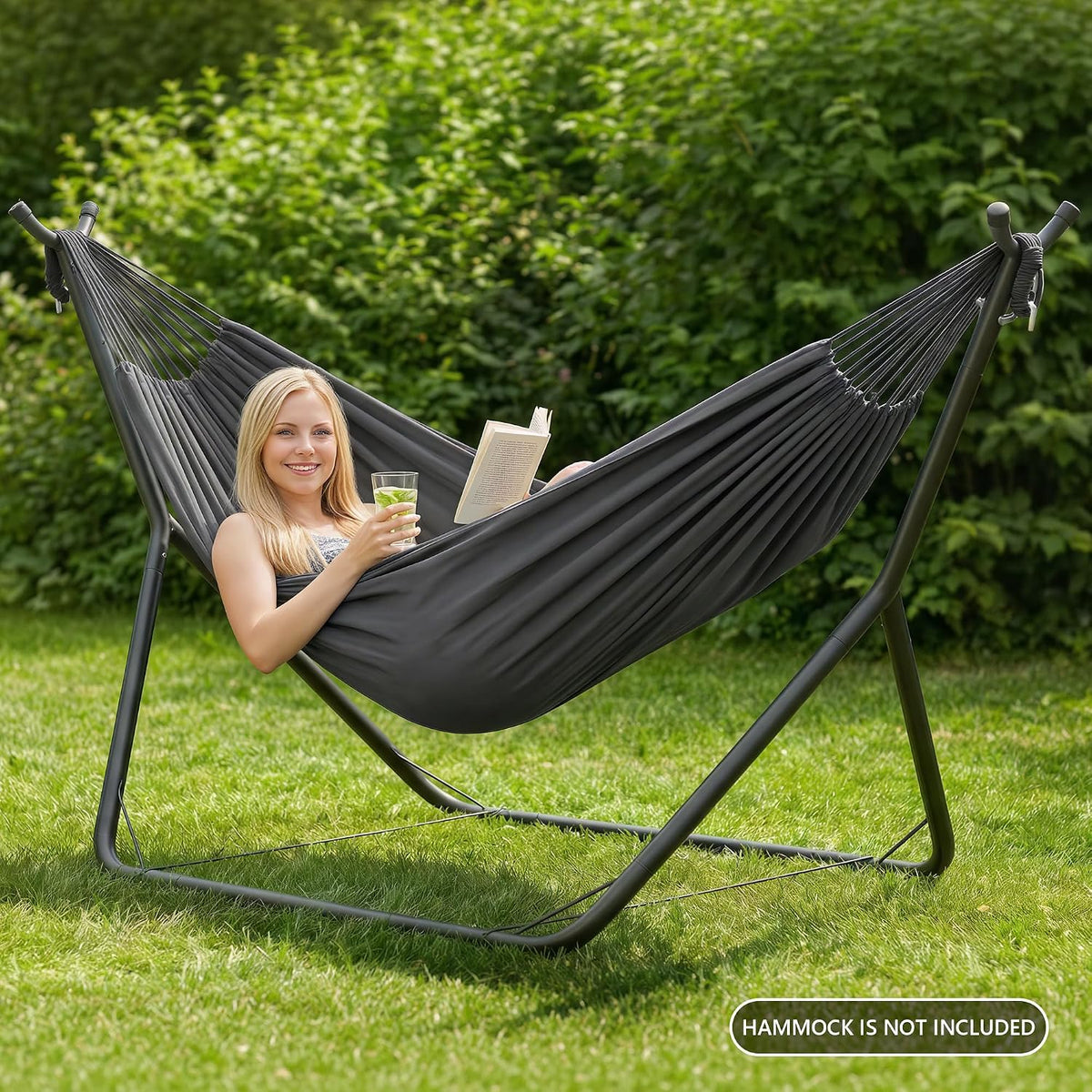 Black Heavy‑Duty Steel Hammock Stand, 10FT