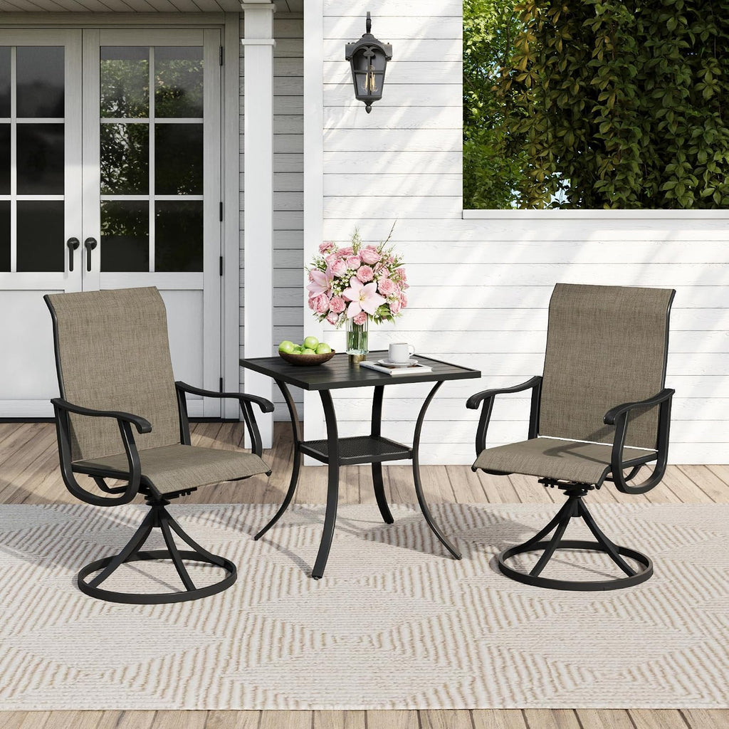 3‑Piece Metal Outdoor Dining Set, Mixed Brown & Black