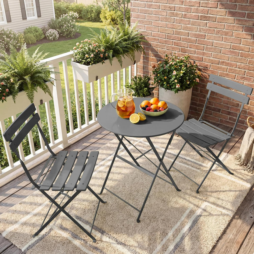 3‑Piece Grey Outdoor Bistro Set