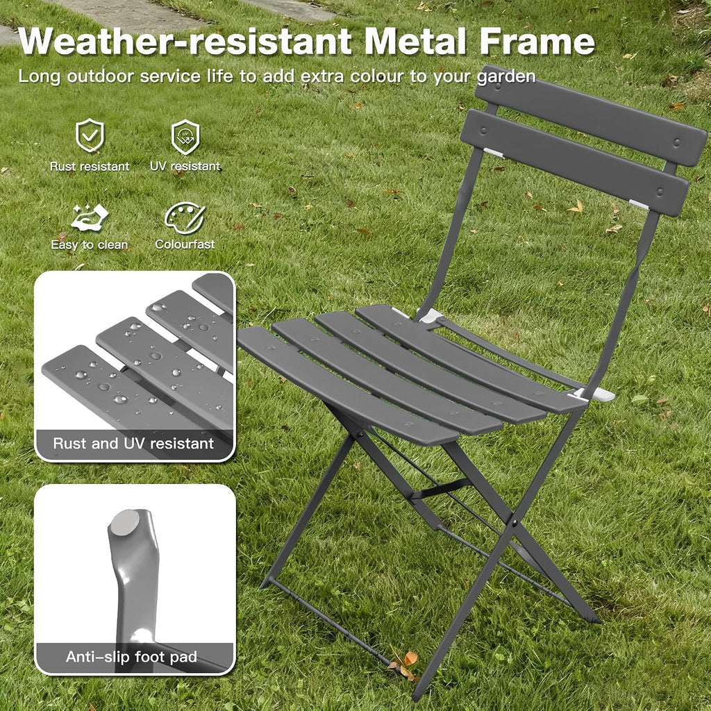 3‑Piece Grey Outdoor Bistro Set