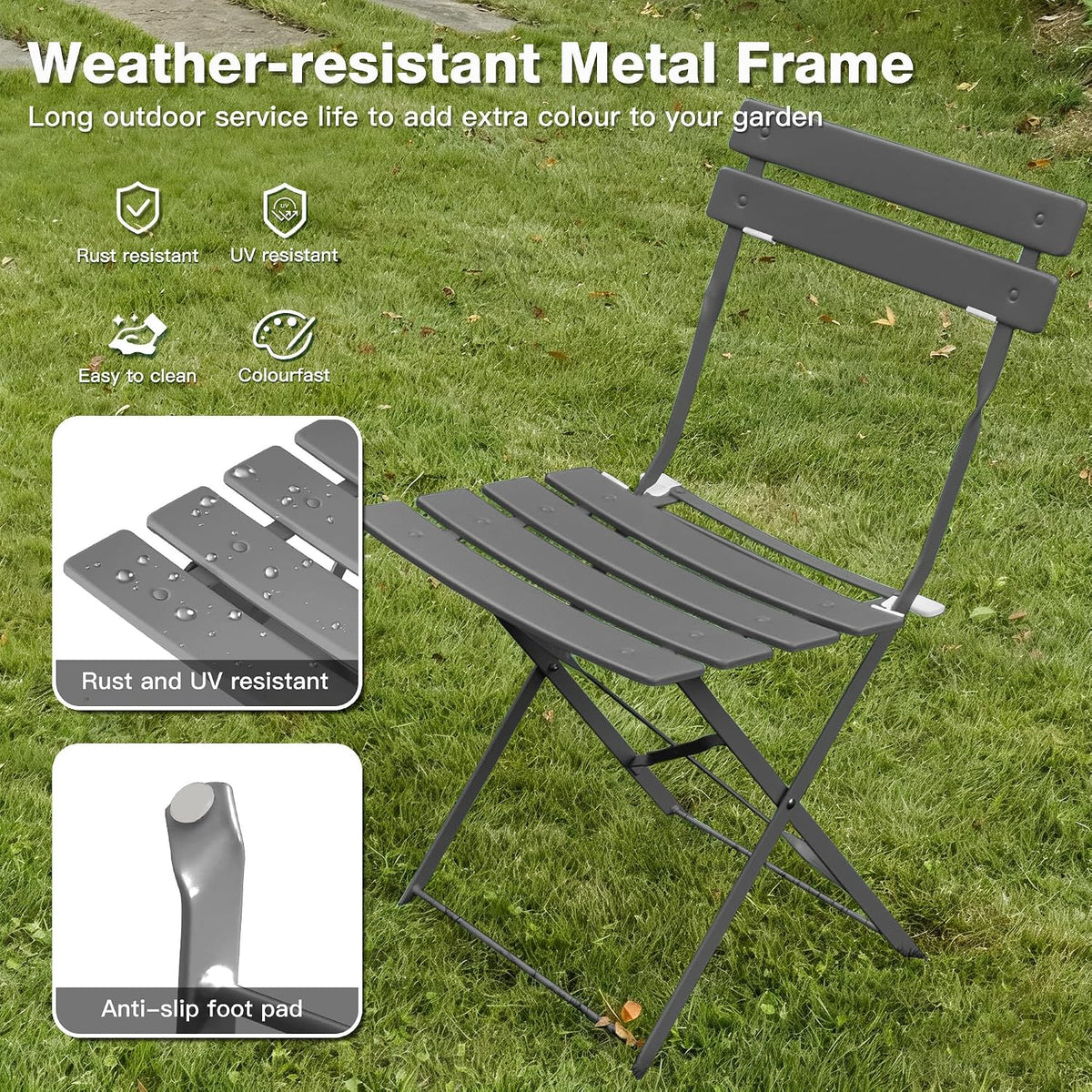 3‑Piece Grey Outdoor Bistro Set