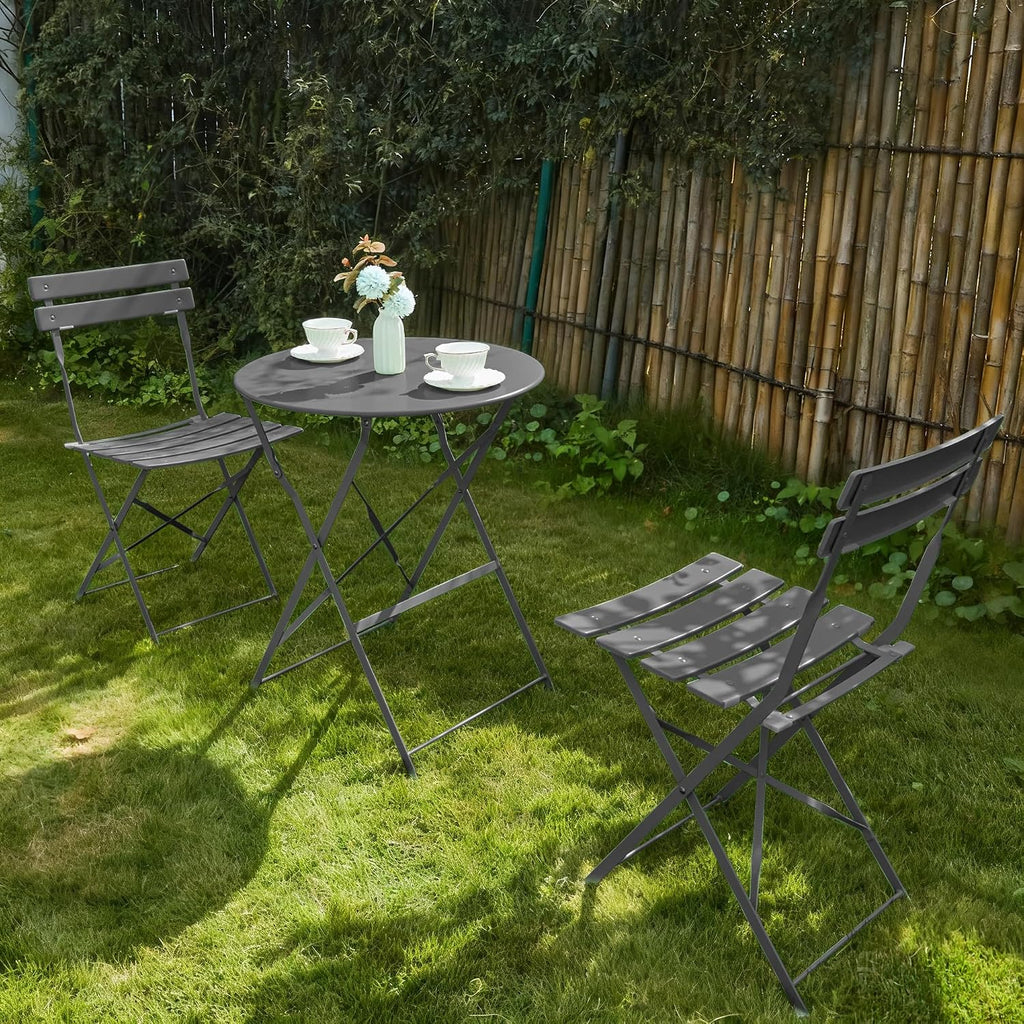 3‑Piece Grey Outdoor Bistro Set