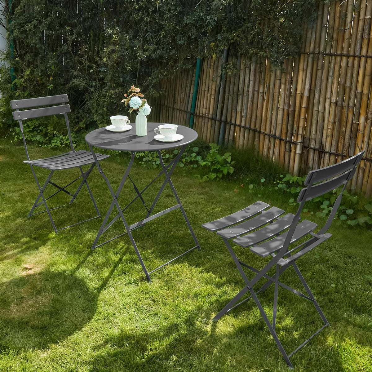 3‑Piece Grey Outdoor Bistro Set