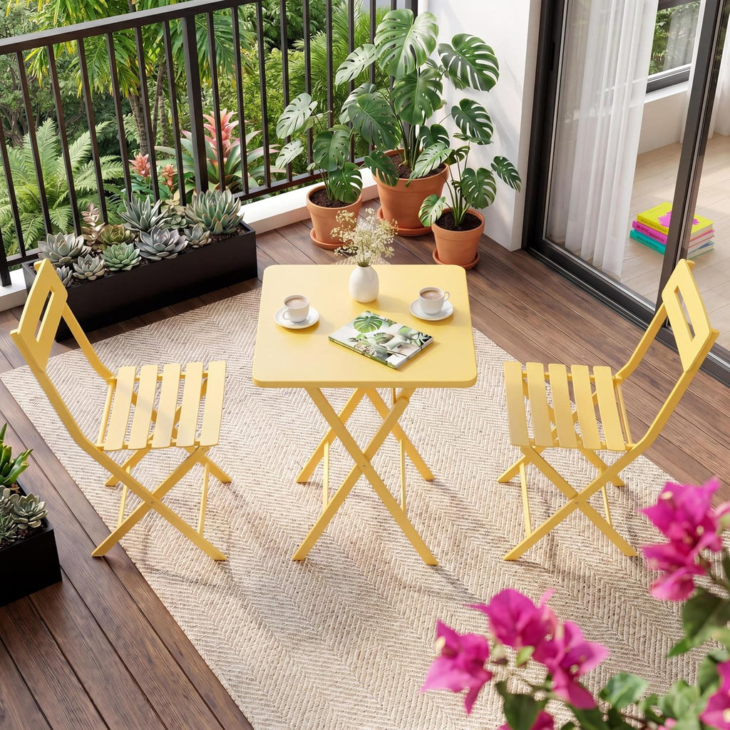 3‑Piece Folding Bistro Set, Yellow