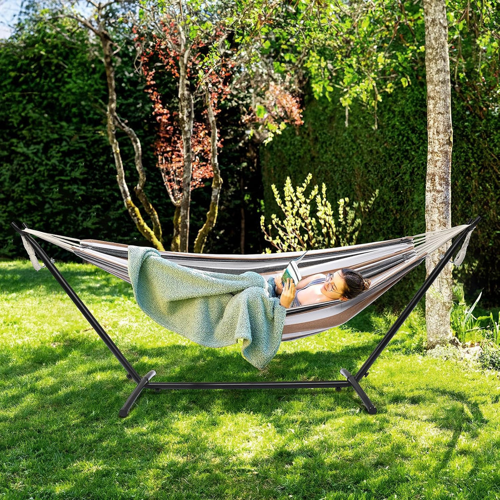 Black Adjustable Steel Hammock Stand, 9 FT, 450 LBS