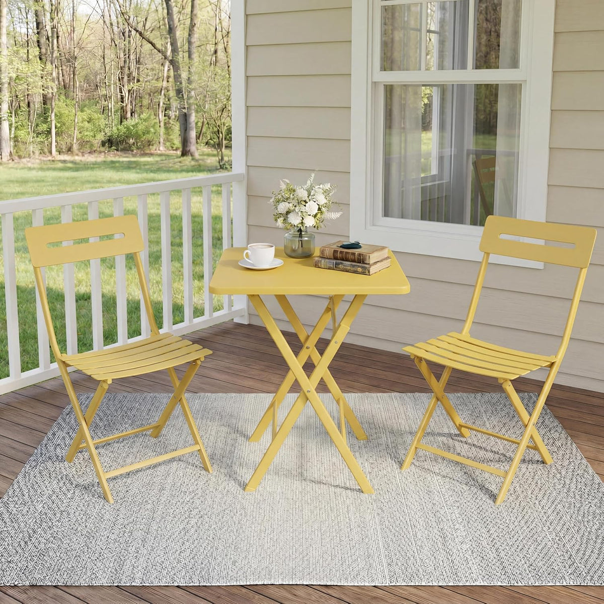 3‑Piece Folding Bistro Set, Yellow
