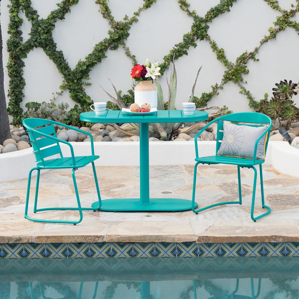 Knight Home Adley 3‑Piece Metal Bistro Set, Teal