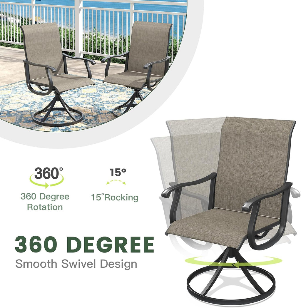 3‑Piece Metal Outdoor Dining Set, Mixed Brown & Black