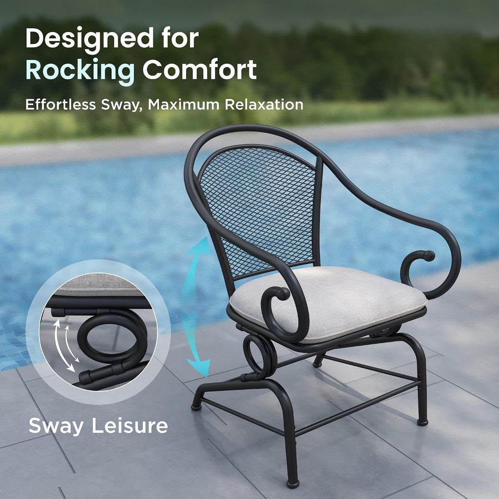 3‑Piece Metal Mesh Rocking Bistro Set