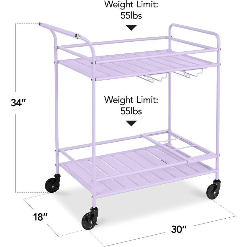 Products 2‑Tier Rolling Bar Cart, Lavender