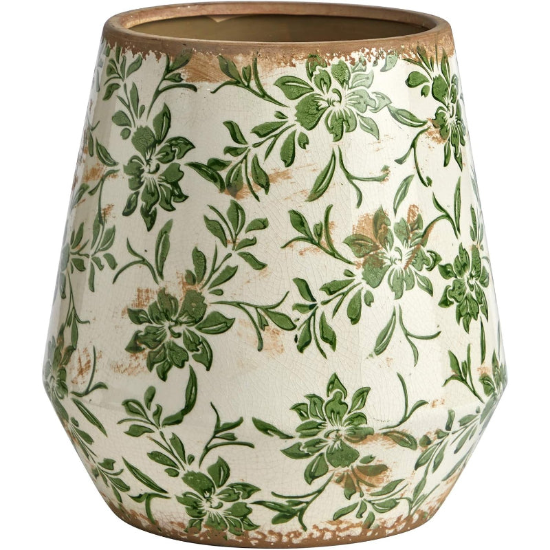 Ceramic Green Scroll Planter