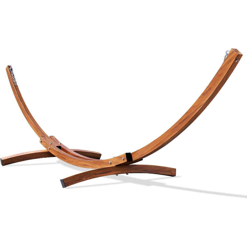 12 Ft Curved Steel Hammock Stand, Wood Grain