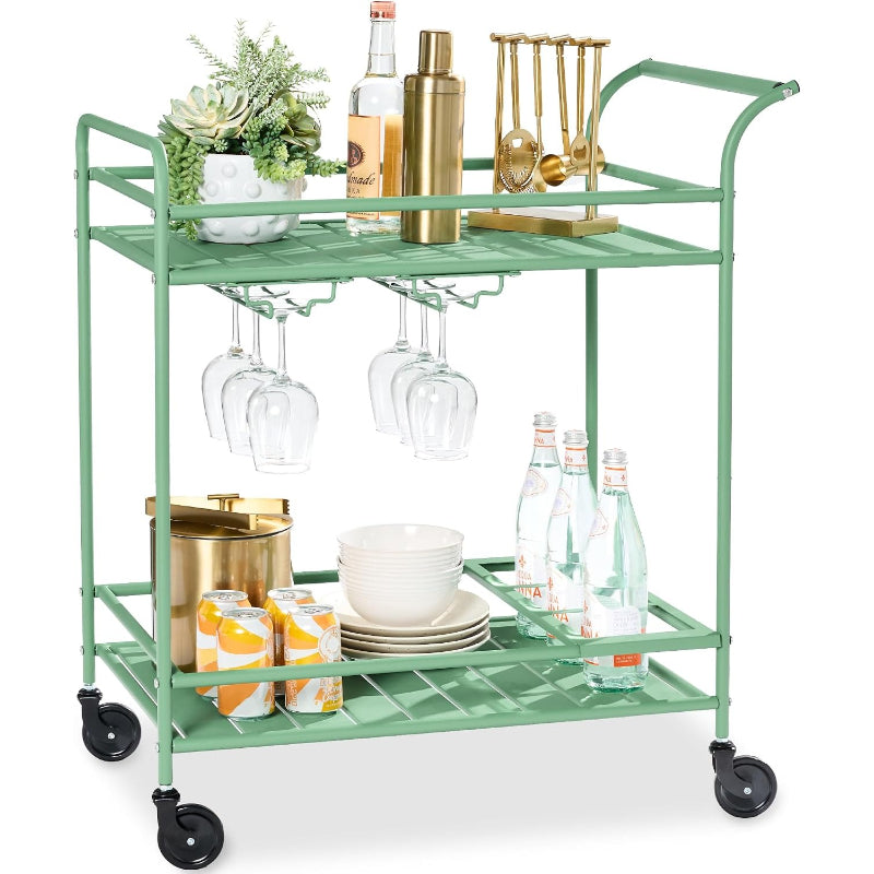 Products 2‑Tier Rolling Bar Cart, Sage