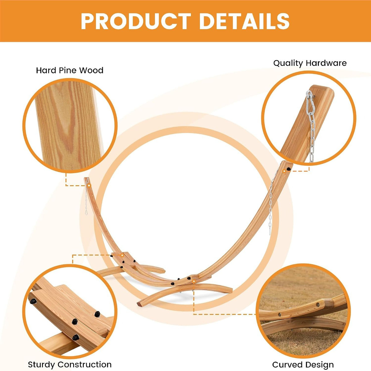 13 FT Arc Wood Hammock Stand