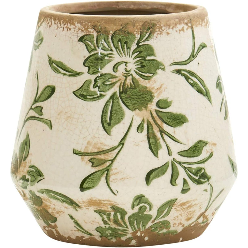 Ceramic Green Scroll Planter